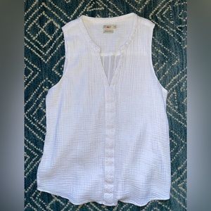 Faherty, White Gauze Tank Top, XS, Altered